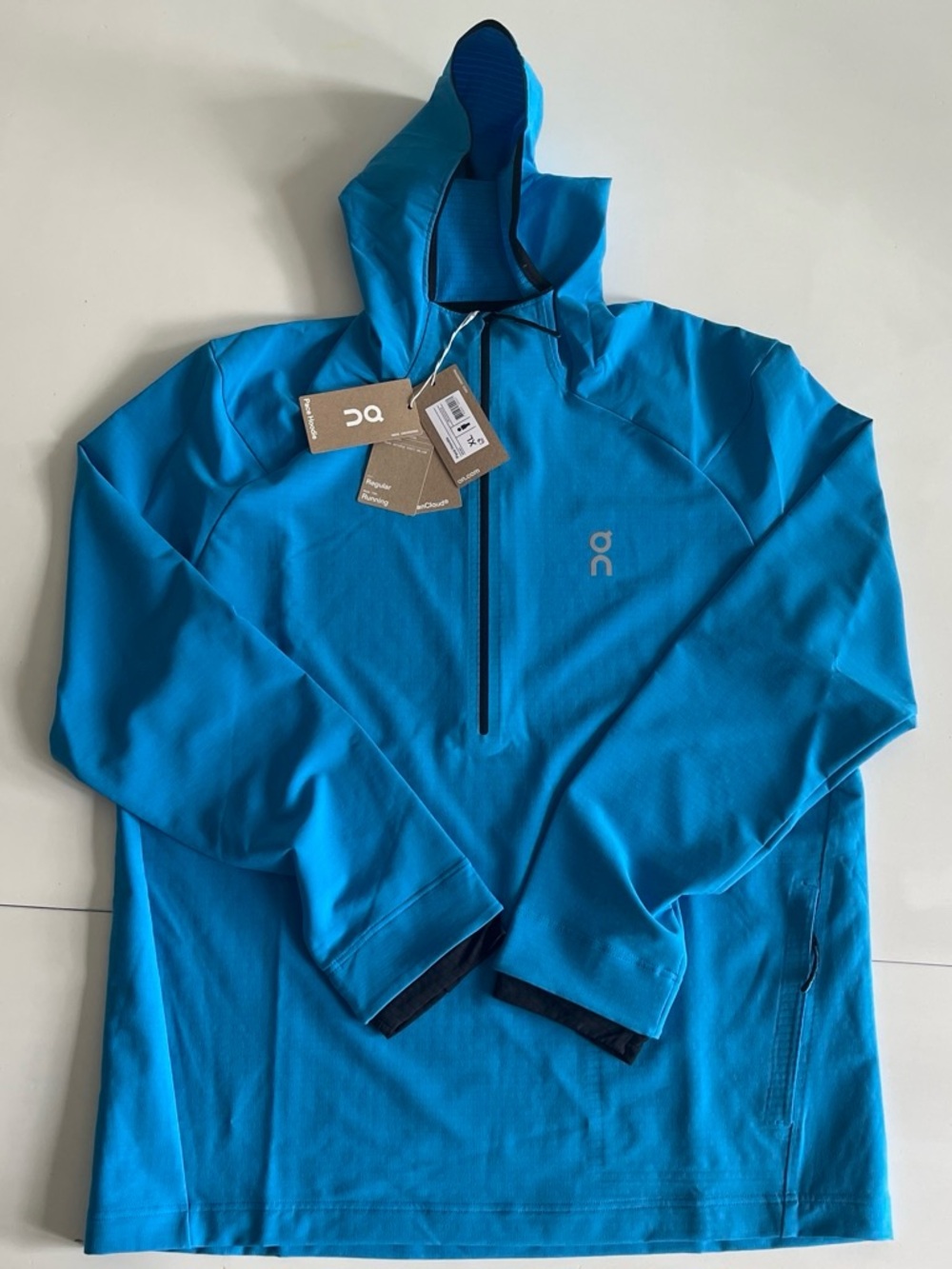 On Running Men’s Bright Blue Hooded Half-Zip Performance Jacket